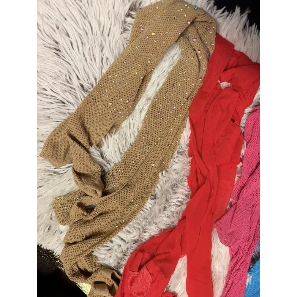 LOT PANTYHOSE 5 Pair Pink Bling Nude Flesh Blue Black Hosiery Craft Wear DANCERS